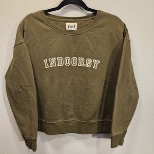 Pact Organic Cotton Crewneck Sweatshirt Indoorsy Logo Women Size Medium